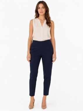 J.Crew Martie Pants Women’s 4P Navy Blue Slim Cropped Stretch Side Zip
